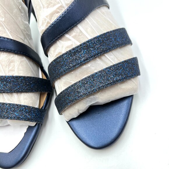 Naturalizer Womens 9.5 Navy Blue Sparkly Strappy Dress Sandals Heels Shoes - Picture 6 of 14